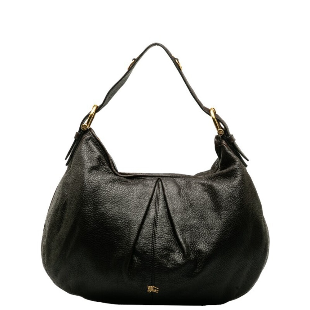 Burberry Nova Check Hobo Shoulder Bag Brown Leather